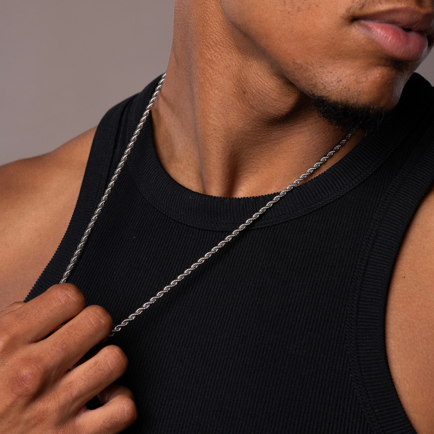 Mens Silver Rope Chain