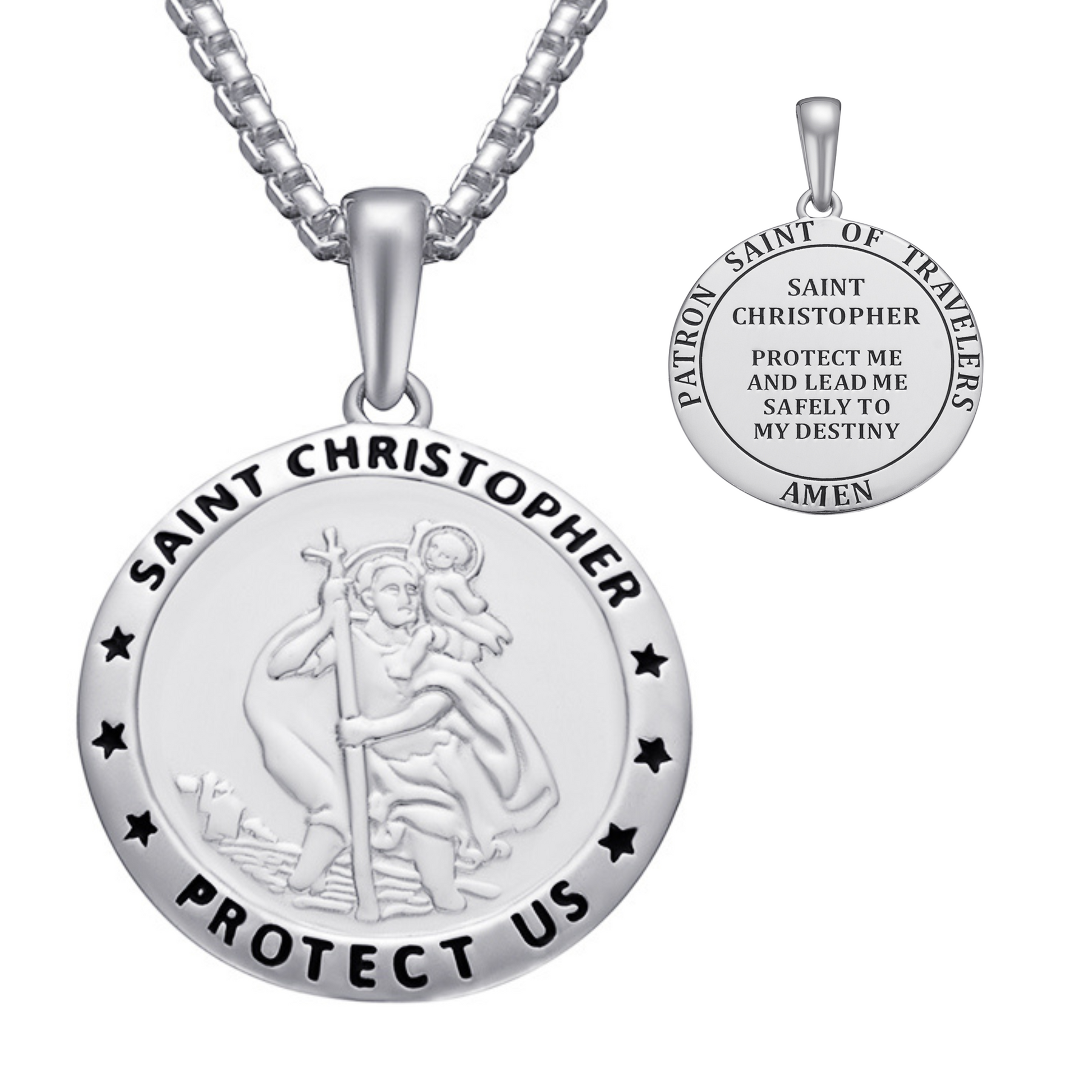 St Christopher pendant and chain